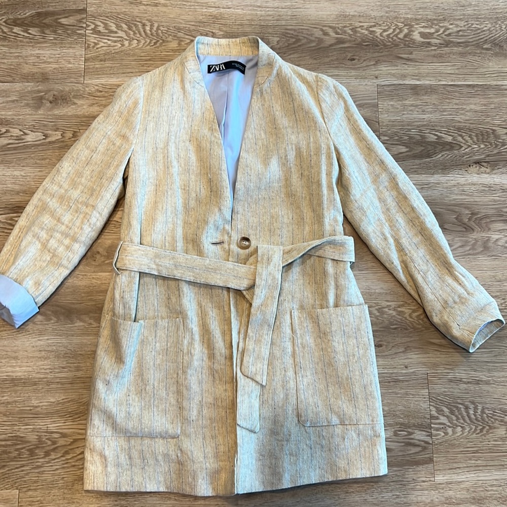 Zara womens striped linen jacket